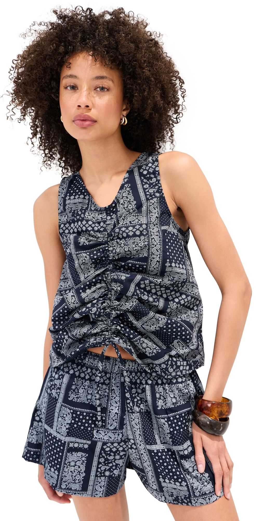 LE BOP Fallon Sleevless Top Navy/White S