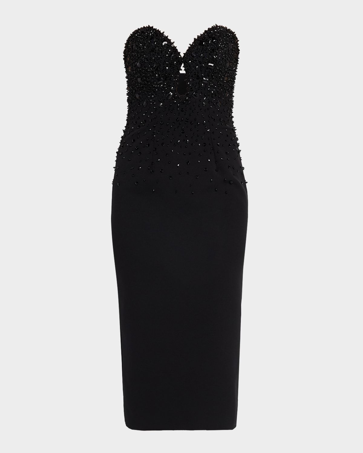 Embellished Strapless Crepe Midi Gown