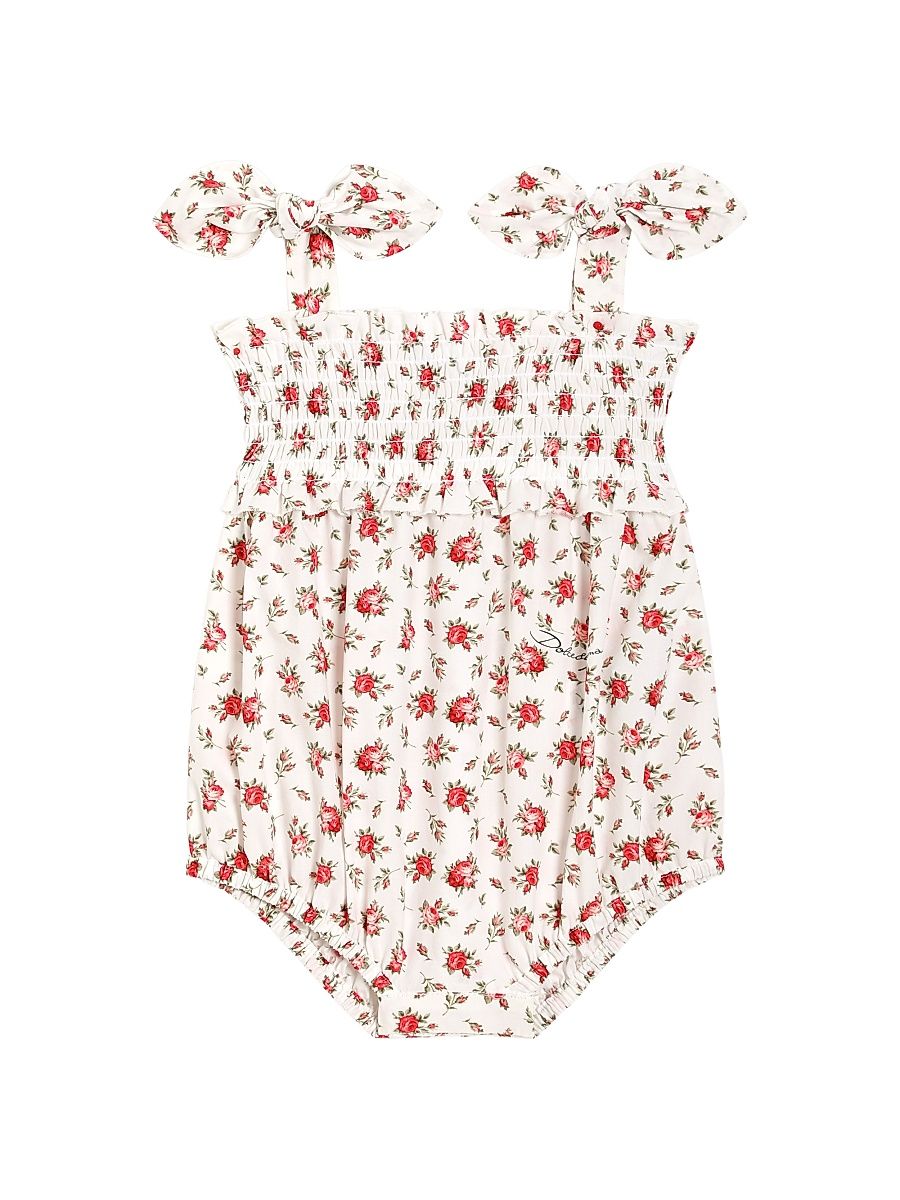 Baby Girl's Rose-Print Smocked Cototn Bodysuit - Roselline - Size 18 Months