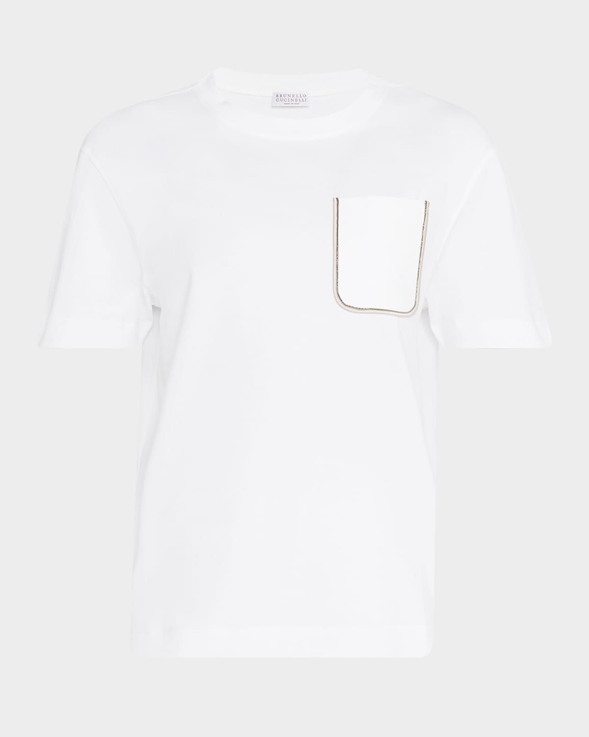 Monili Satin Pocket Cotton Jersey T-Shirt
