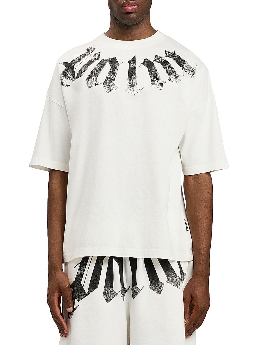 Men's Big Logo Crewneck T-Shirt - Off White Black - Size Small