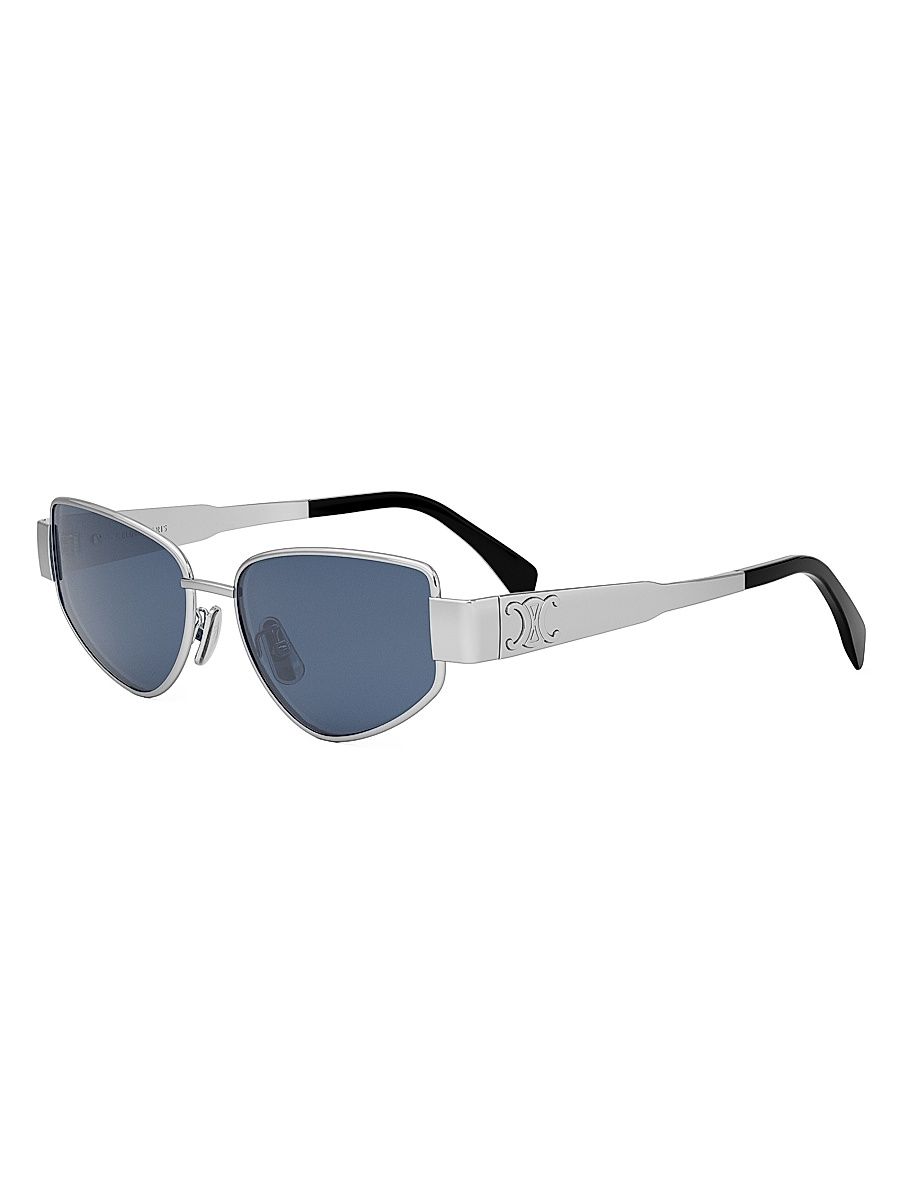 Men's Triomphe 55MM Geometric Sunglasses - Shiny Palladium