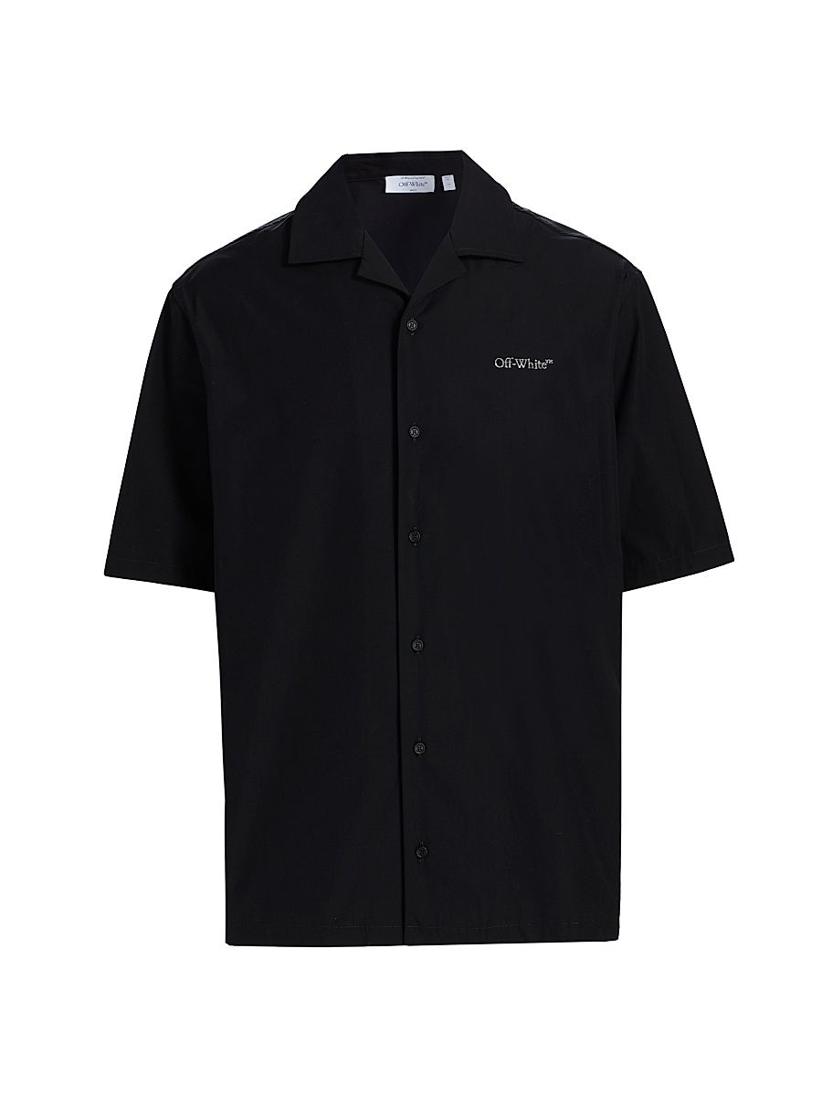 Men's Metal Arrow Poplin Bowling Shirt - Black - Size 38