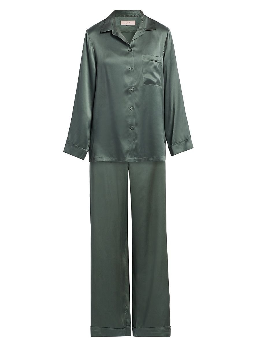 Women's Audrey Silk Pajamas - Moss - Size XL