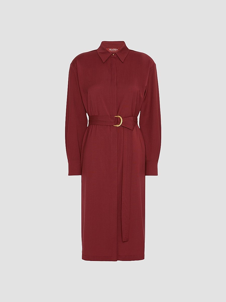 Women's Woollen Cloth Shirt Dress - Ruby - Size 14