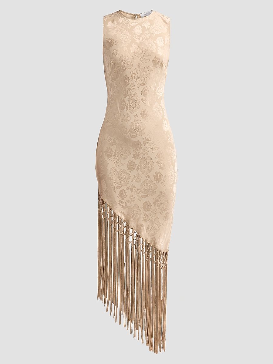 Women's Alexina Floral Fringe Midi Dress - Champagne - Size XL