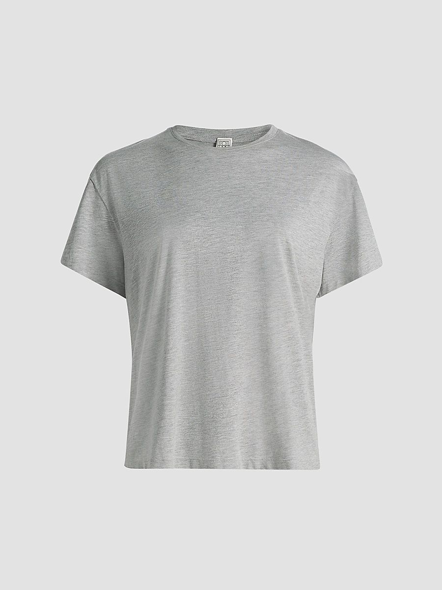 Women's Cotton-Blend Classic T-Shirt - Mid Grey Melange - Size XL