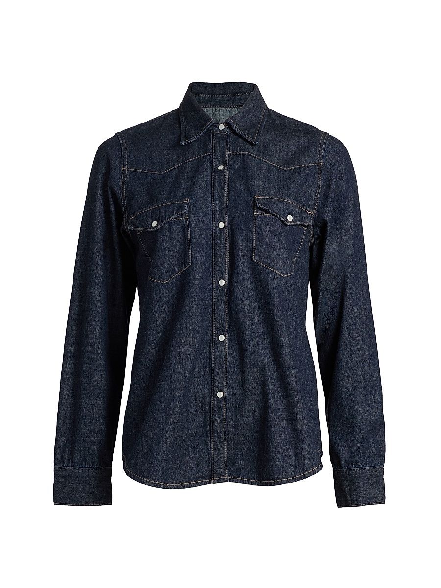 Women's Travis Oversized Denim Shirt - Indigo Rinse - Size Large