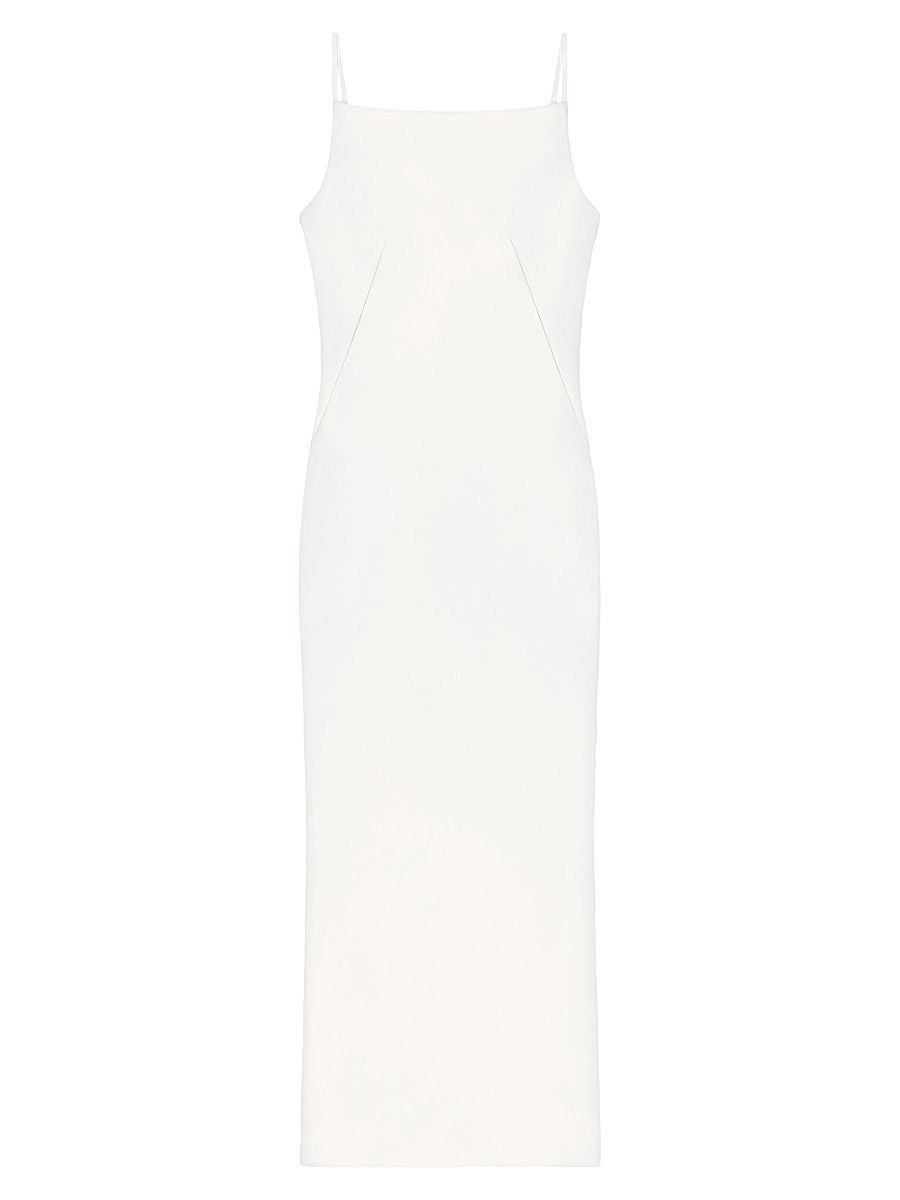 Women's Sliced Long Dress in Crepe Cady - Ivory - Size 2
