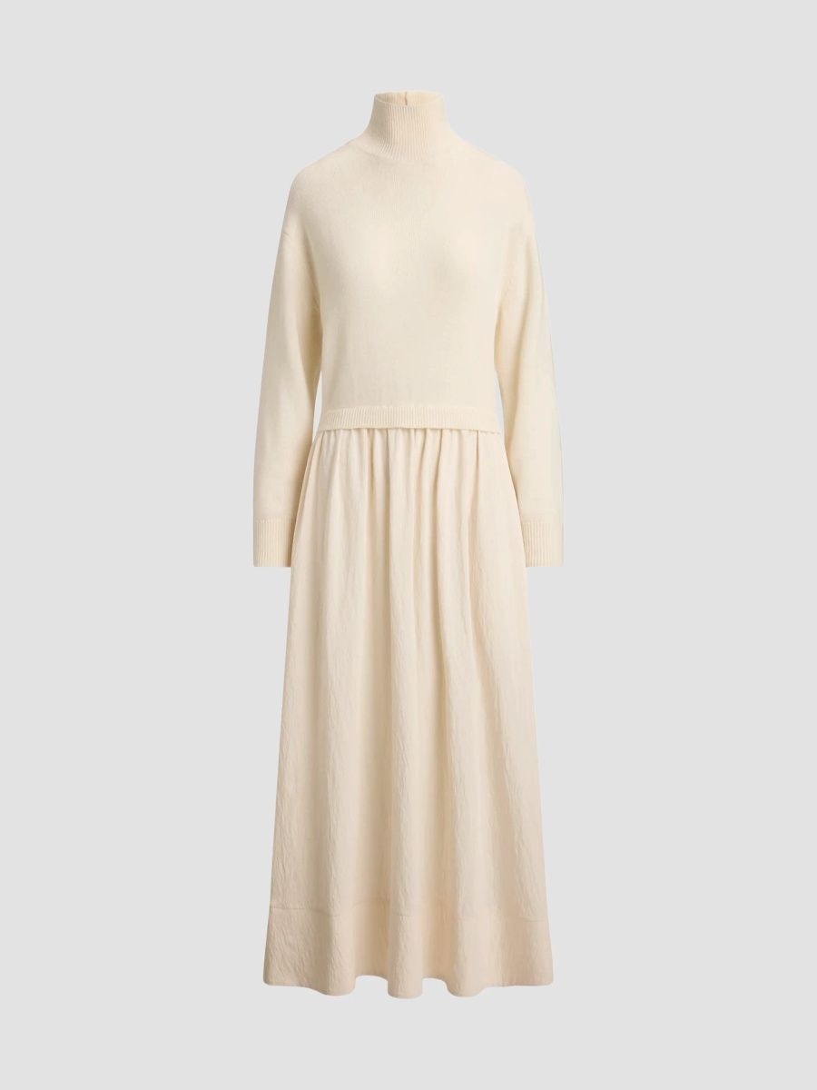 Polo Ralph Lauren Women's Wool & Crepe Maxi Dress - Natural - Size XS