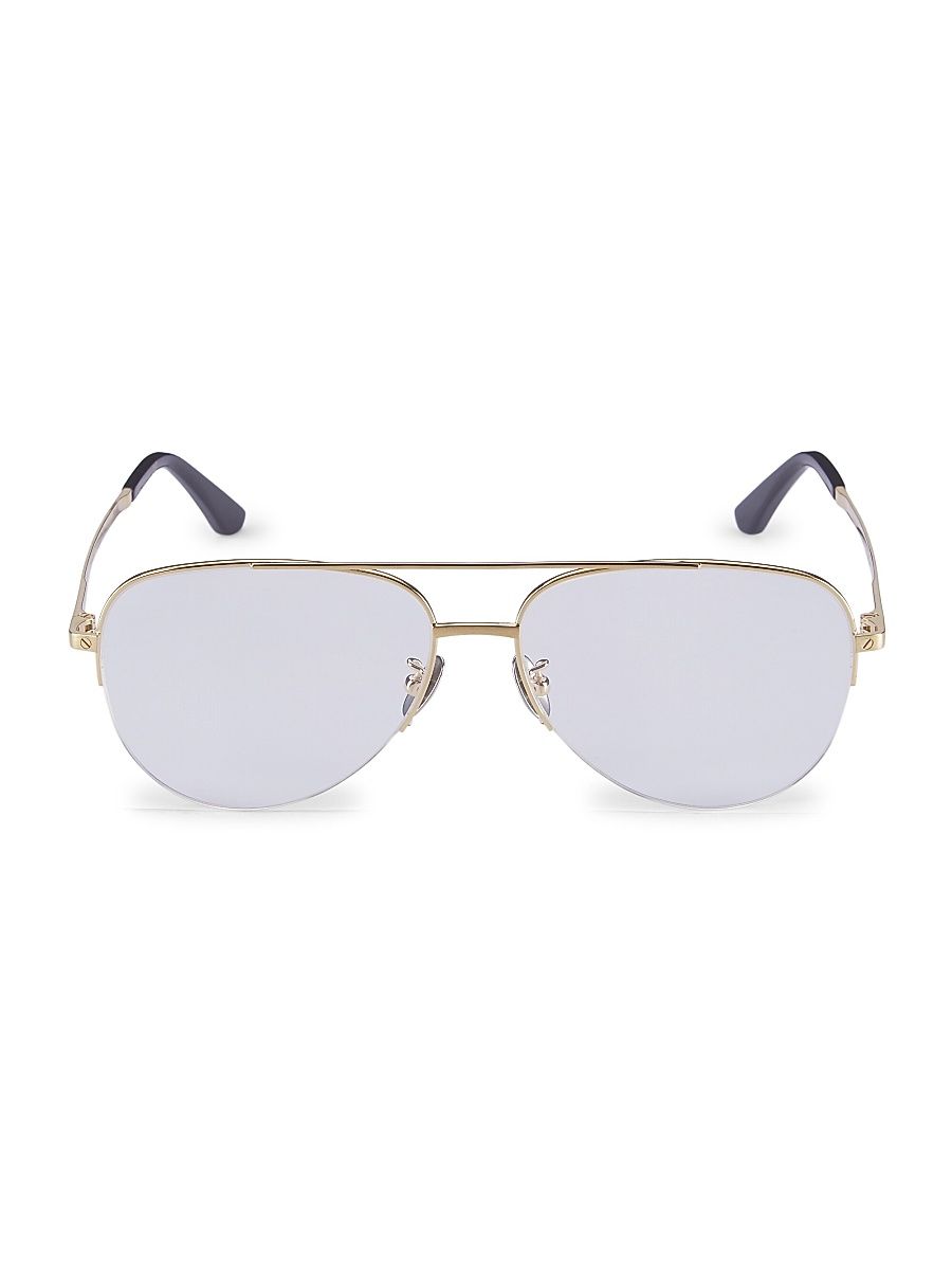 Men's 58MM Aviator Sunglasses - Gold Transparent