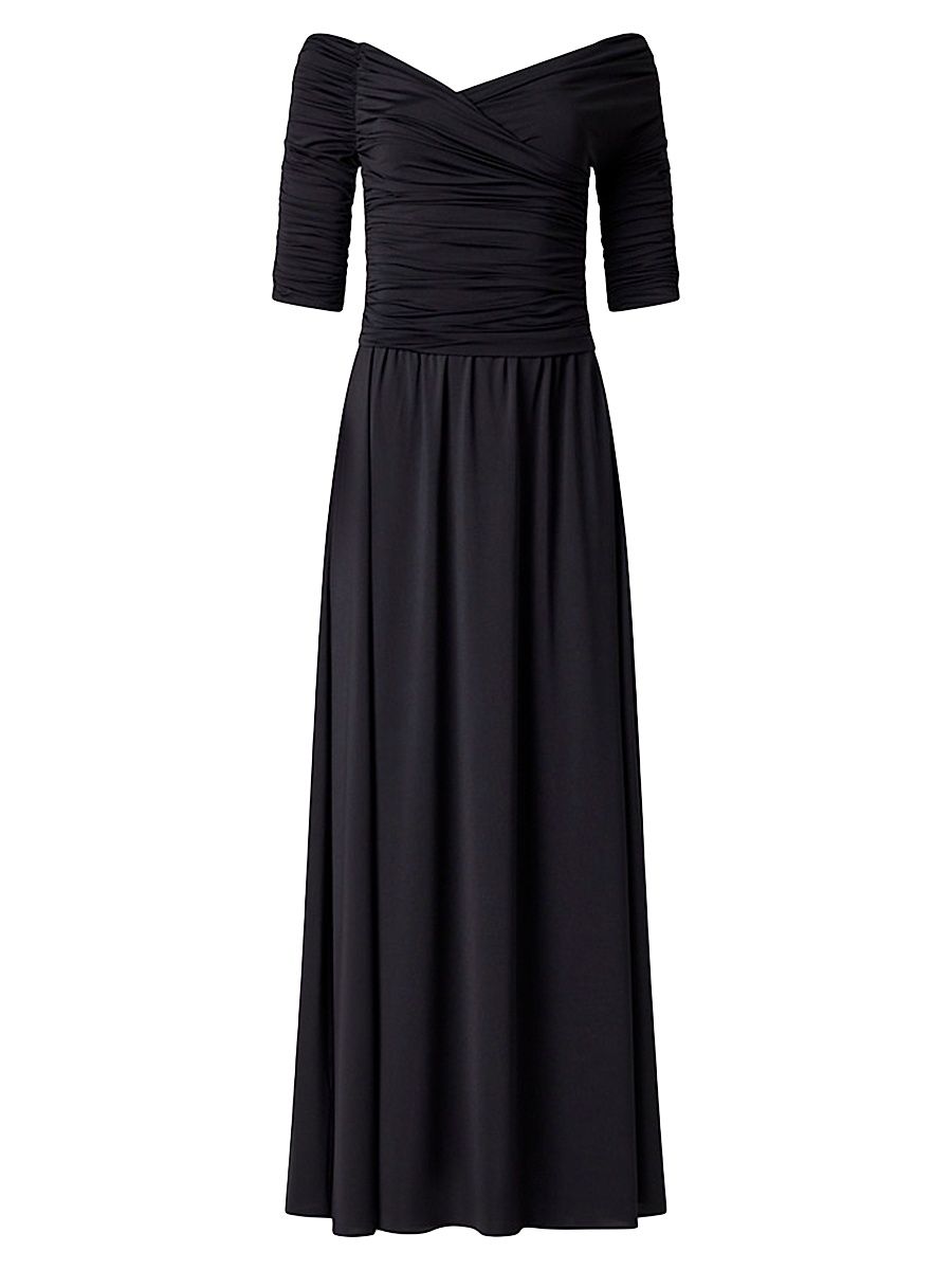 Women's Char Ruched Off-The-Shoulder Maxi Dress - Black - Size 14
