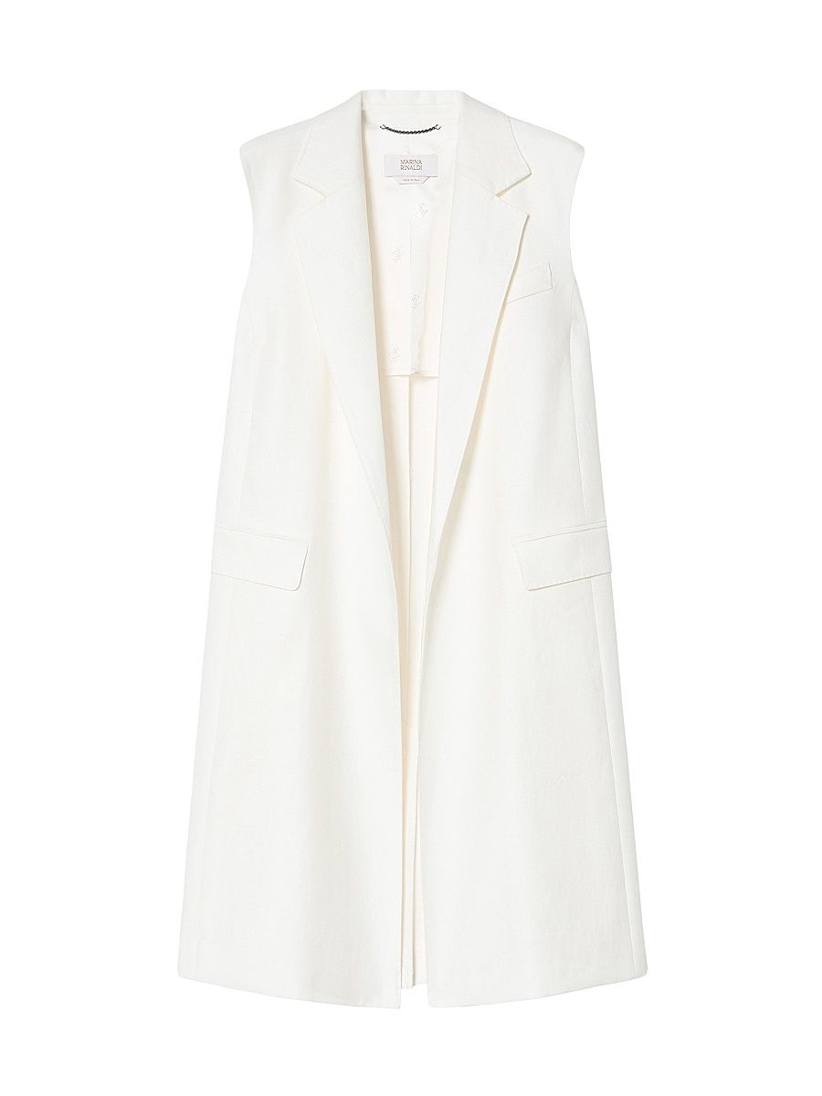 Women's Linen Gilet - White - Size 16