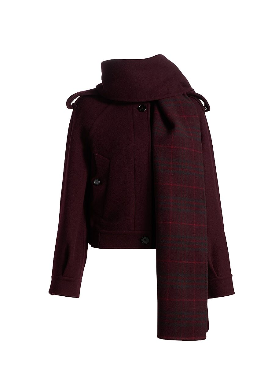 Women's Oldbrook Wool Scarfneck Coat - Wine Red - Size 12