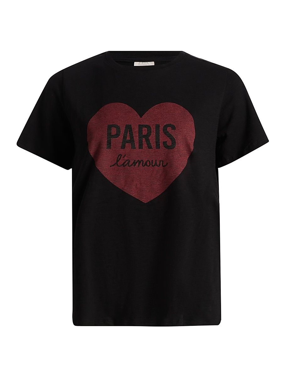 Women's Paris L'Amour Heart T-Shirt - Black Rose - Size Large