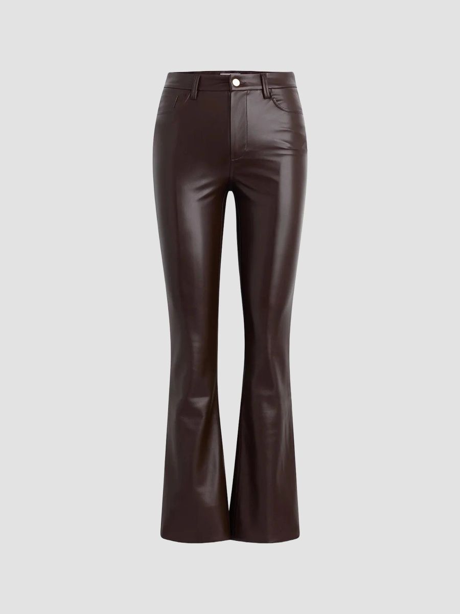 Joe's Jeans Women's Honey Faux Leather Leather High-Rise Bootcut Pants - Dark Chocolate - Size 24