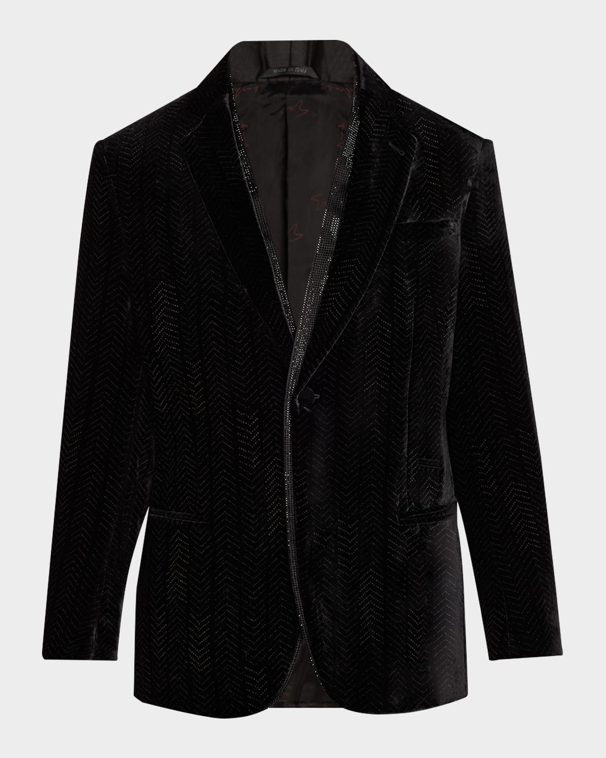 Men & apos;s Velvet Fishbone-Print Dinner Jacket