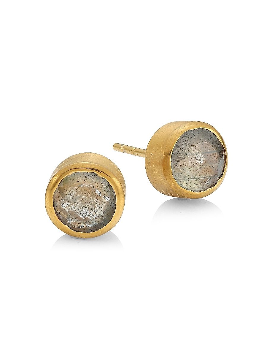 Women's Core Knockout Labradorite Midi Stud Earrings - Gold