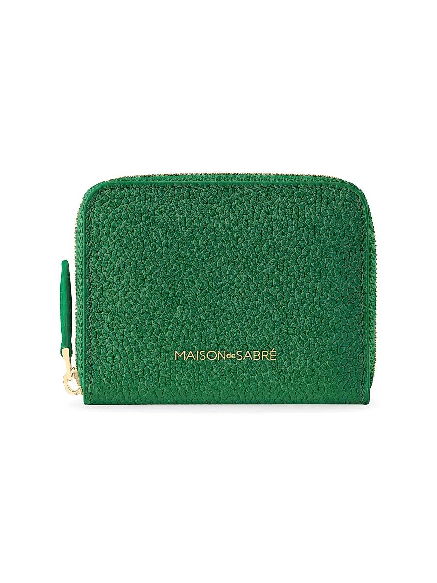 Women's Small Leather Zipped Wallet - Emerald Green