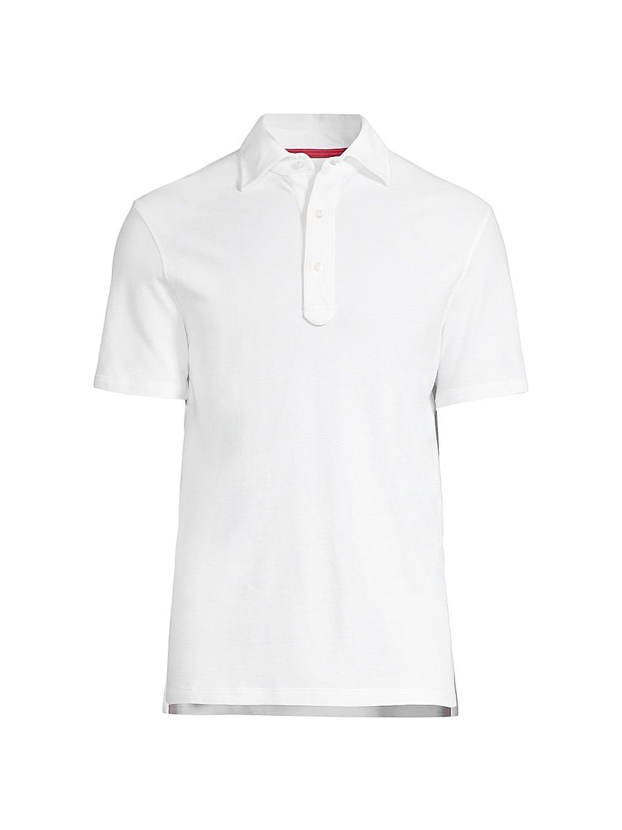 Men's Slim-Fit Cotton Piqué Polo - White - Size XXL