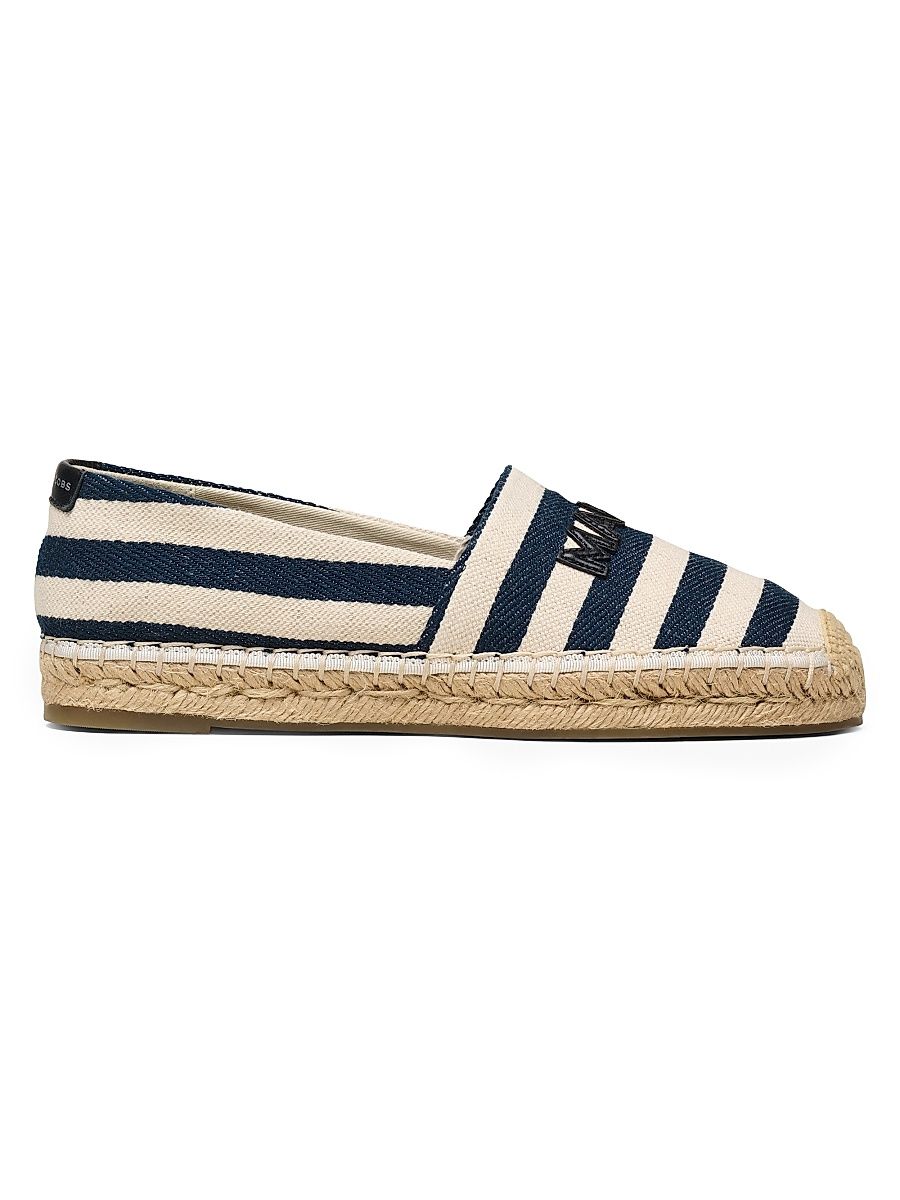 Women's Logo Striped Cotton Espadrilles - Blue Sea Multi - Size 6