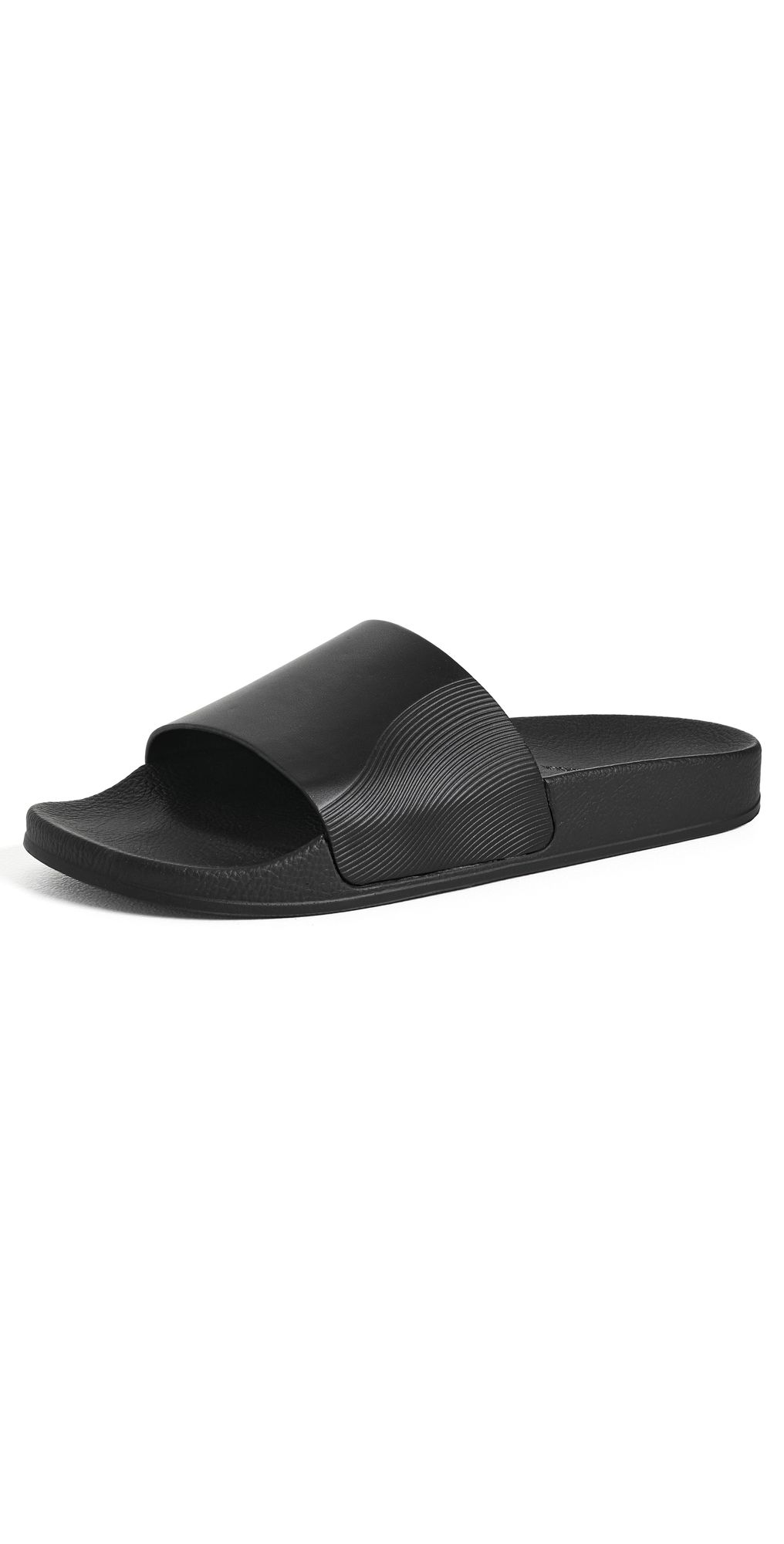 Frescobol Carioca Humberto Leather Wave Print Slides Black 42