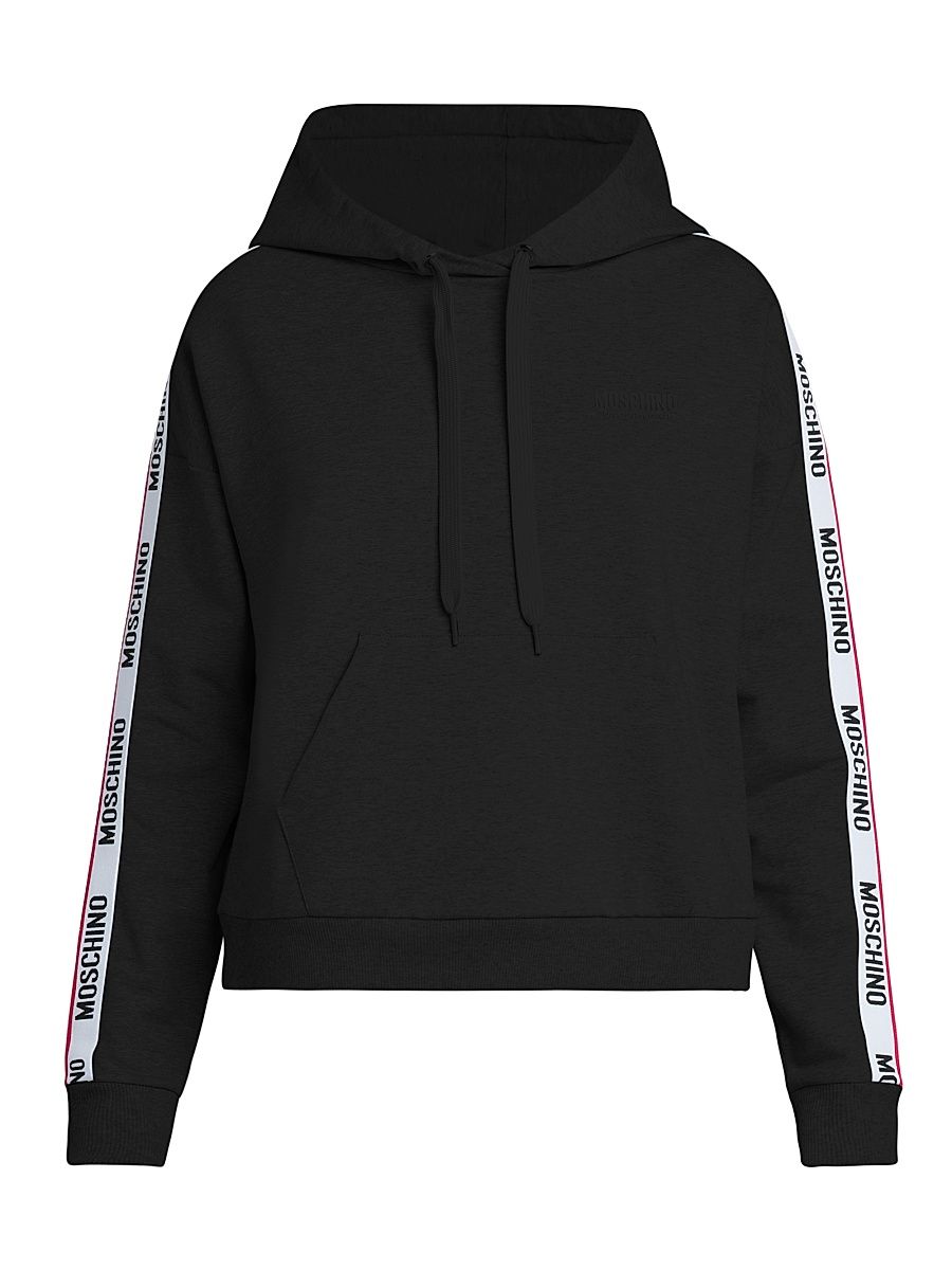 Women's Stretch-Cotton Knit Hoodie - Black - Size Small