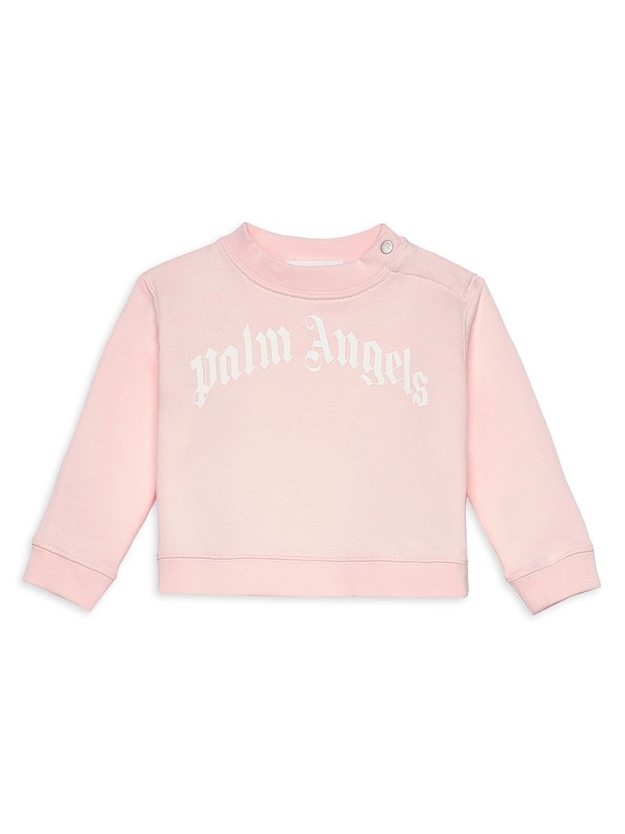 Baby Girl's & Little Girl's Curved Logo Crewneck Sweatshirt - Pink - Size 9 Months