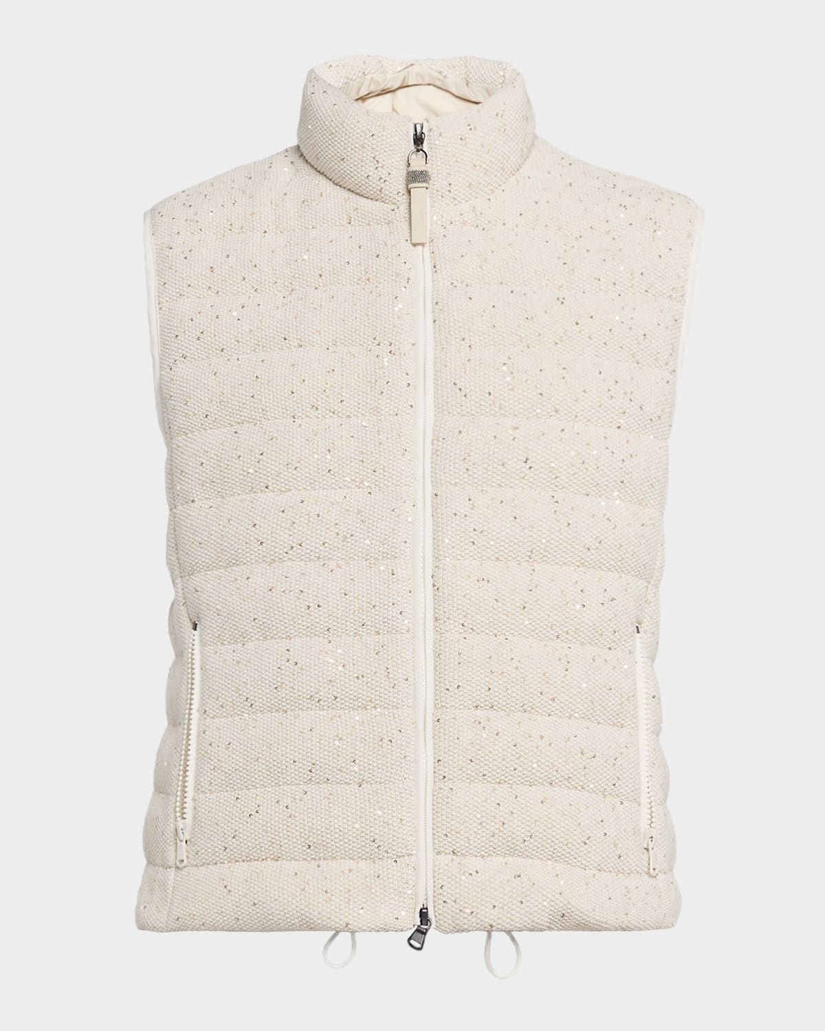Sparkling Cotton Paillette Puffer Vest