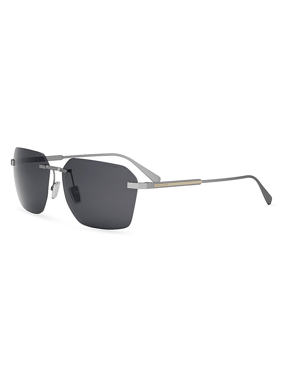 Men's Octo 61MM Rectangular Sunglasses - Palladium Grey Polarized