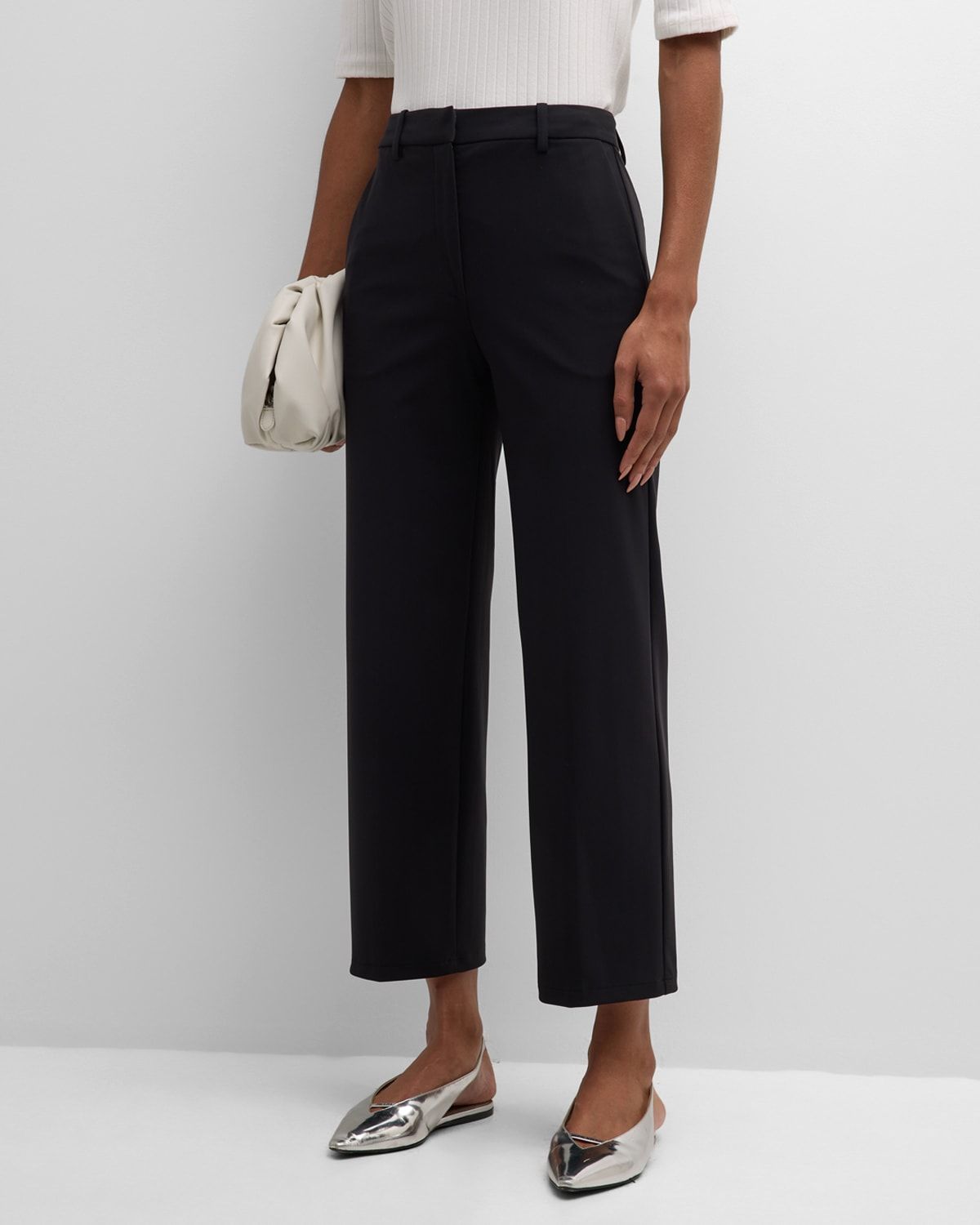 Ponte High-Waist Straight Pants