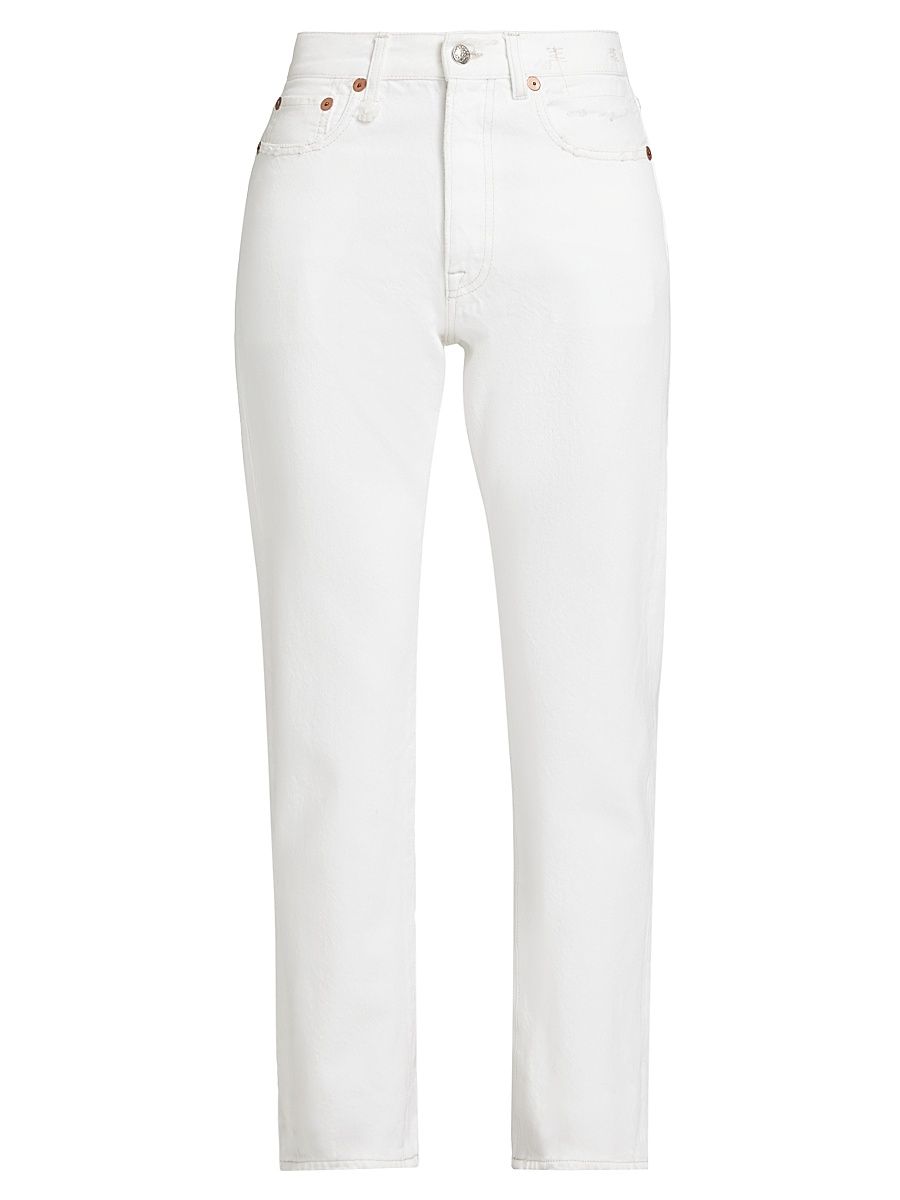 Women's Boyfriend Denim High-Rise Straight-Leg Jeans - Aerin White - Size 30