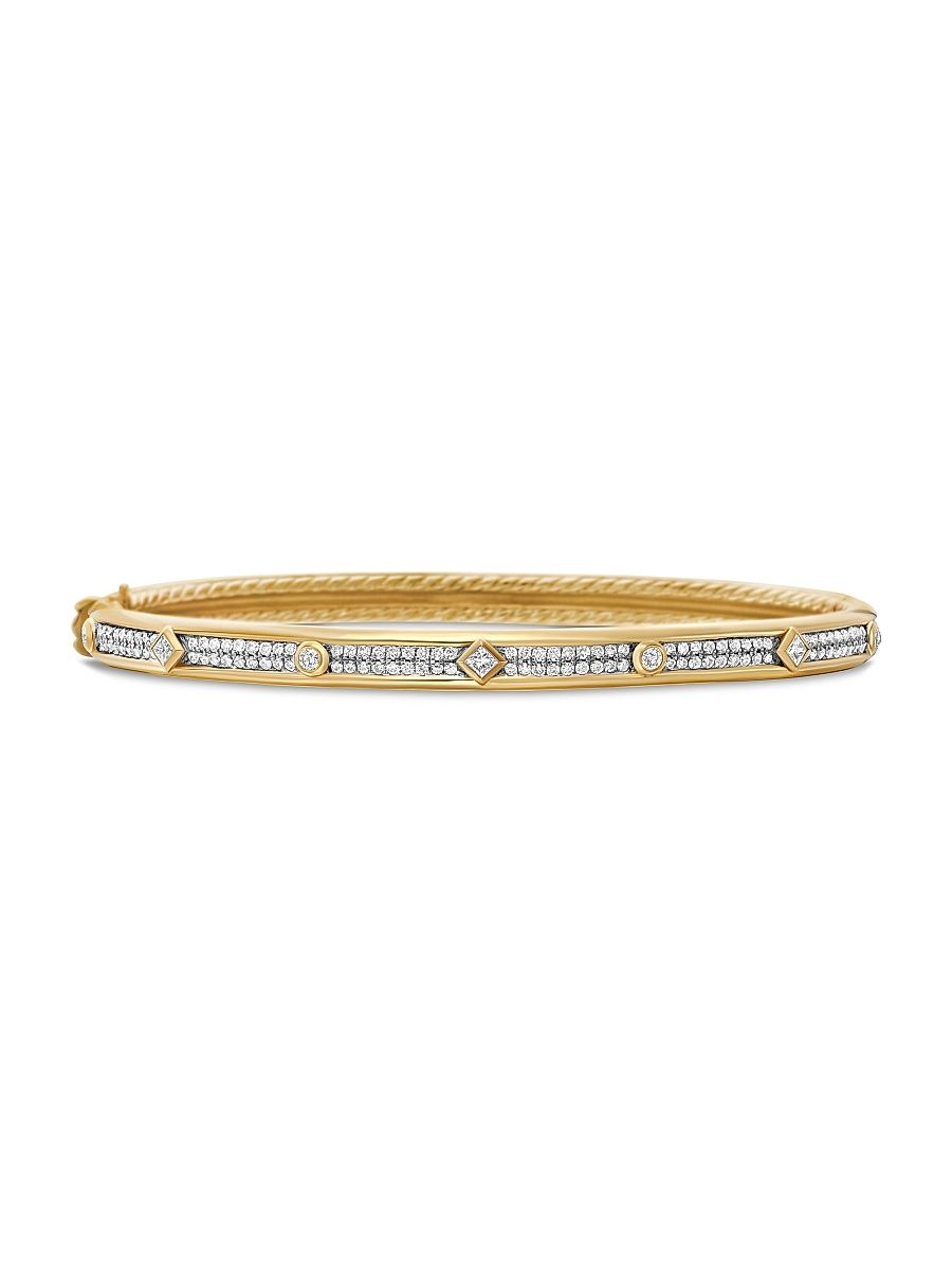 Women's Modern Renaissance Bangle Bracelet in 18K Yellow Gold - Diamond - Size Small