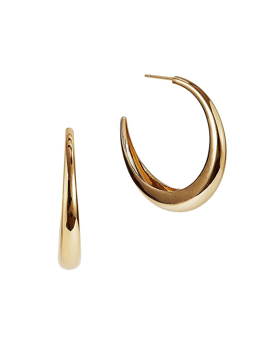 Women's 14K-Yellow-Gold Vermeil Graduated Hoop Earrings - Gold Vermeil - Size Large