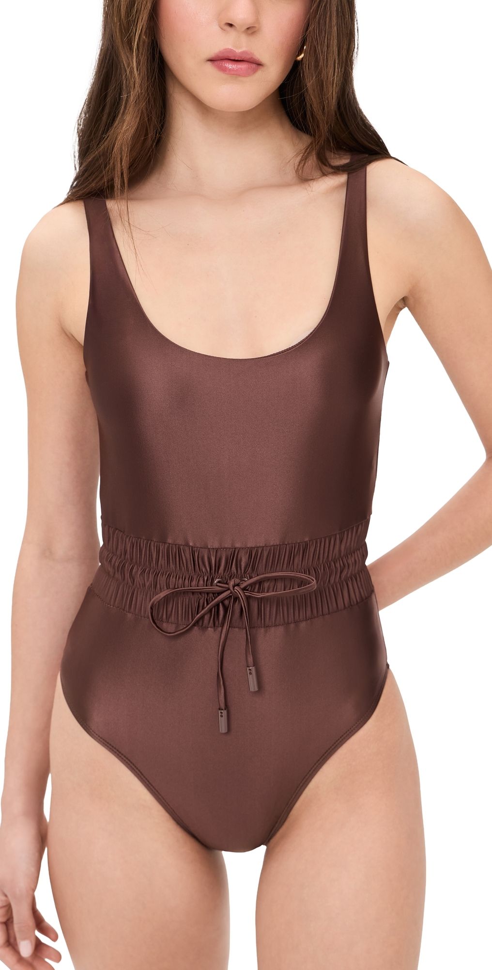 Good American Waist Framer One Piece Swimsuit Cocoa Terra S