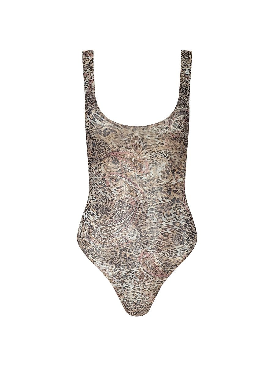 Women's Kalea Leopard-Print Bodysuit - Tan Valencia Leopard - Size XL