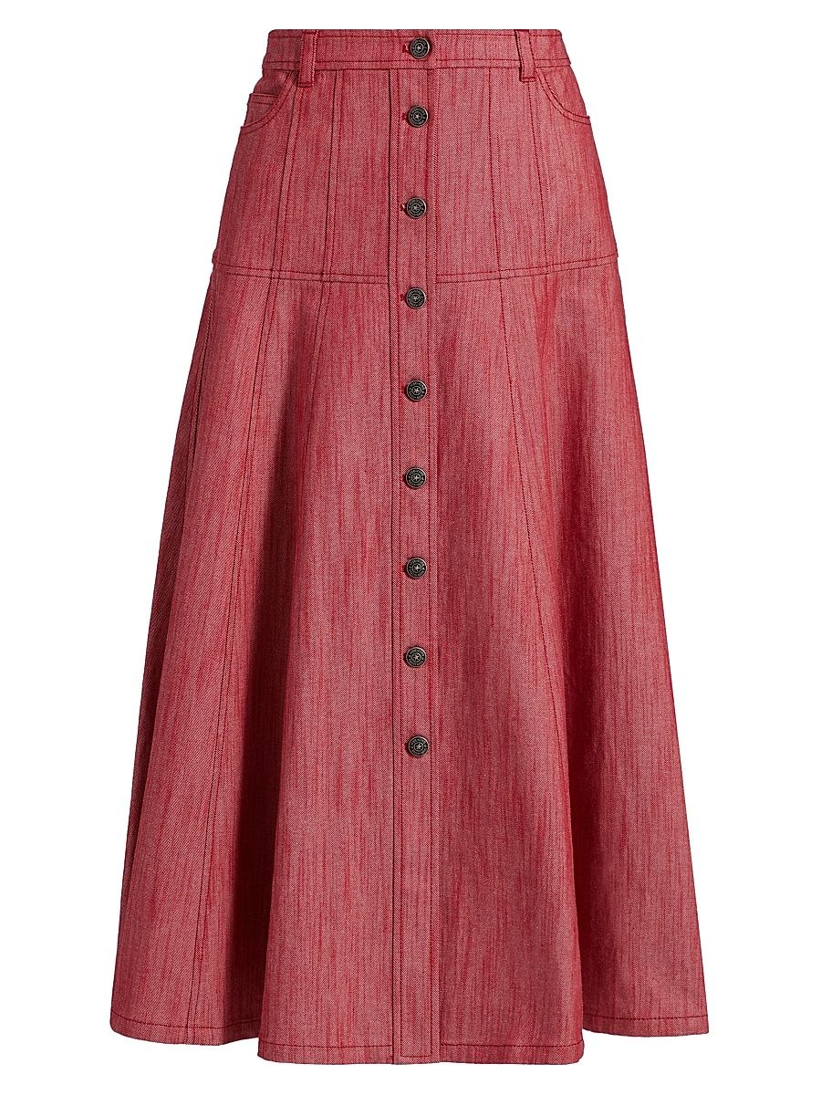 Women's Veena Denim Midi-Skirt - Cherry Rose - Size 14