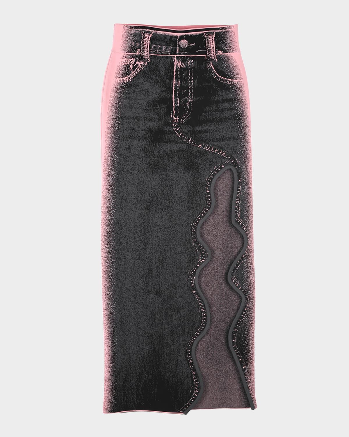 Lily Wavy Denim Maxi Skirt