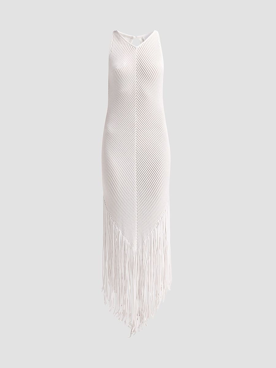 Women's Charon Fringe Maxi Dress - White - Size Large