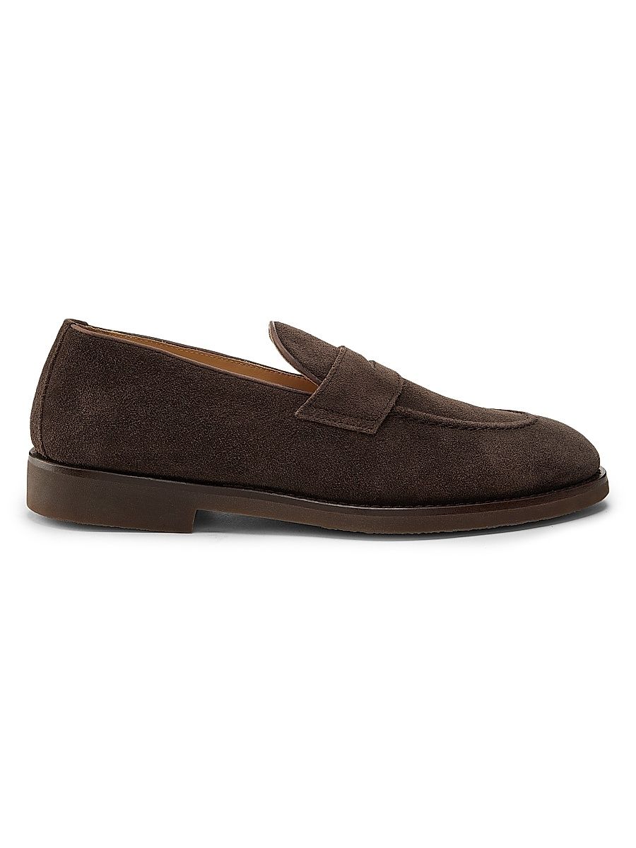 Men's Suede Loafers - Dark Brown - Size 6.5
