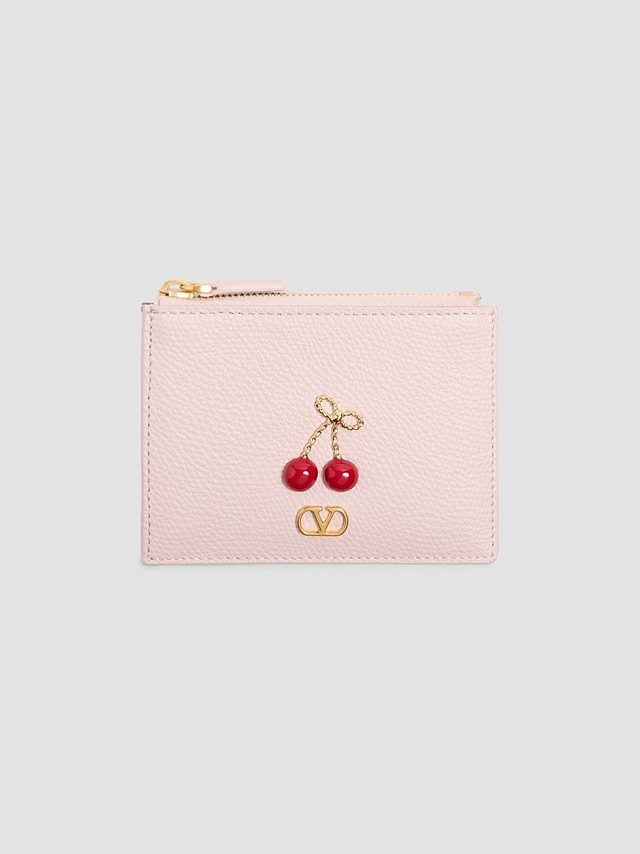 Women's Cherryfic Grainy Calfskin Cardholder - Rose Quartz