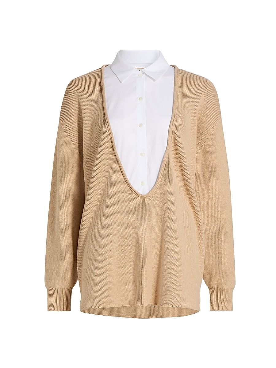 Women's Coast Relaxed-Fit Bib Collar Sweater - Wheat White - Size XL