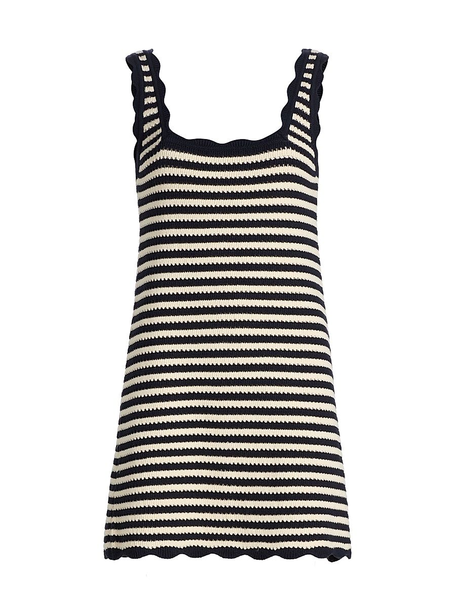 Women's Domeka Striped Cotton-Blend Crochet Minidress - Stripe - Size XS