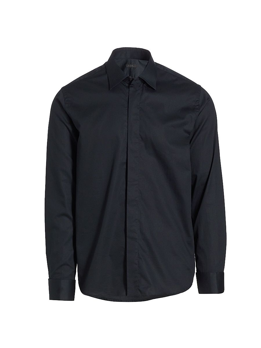 Men's COLLECTION Travel Tuxedo Shirt - Black - Size 16.5