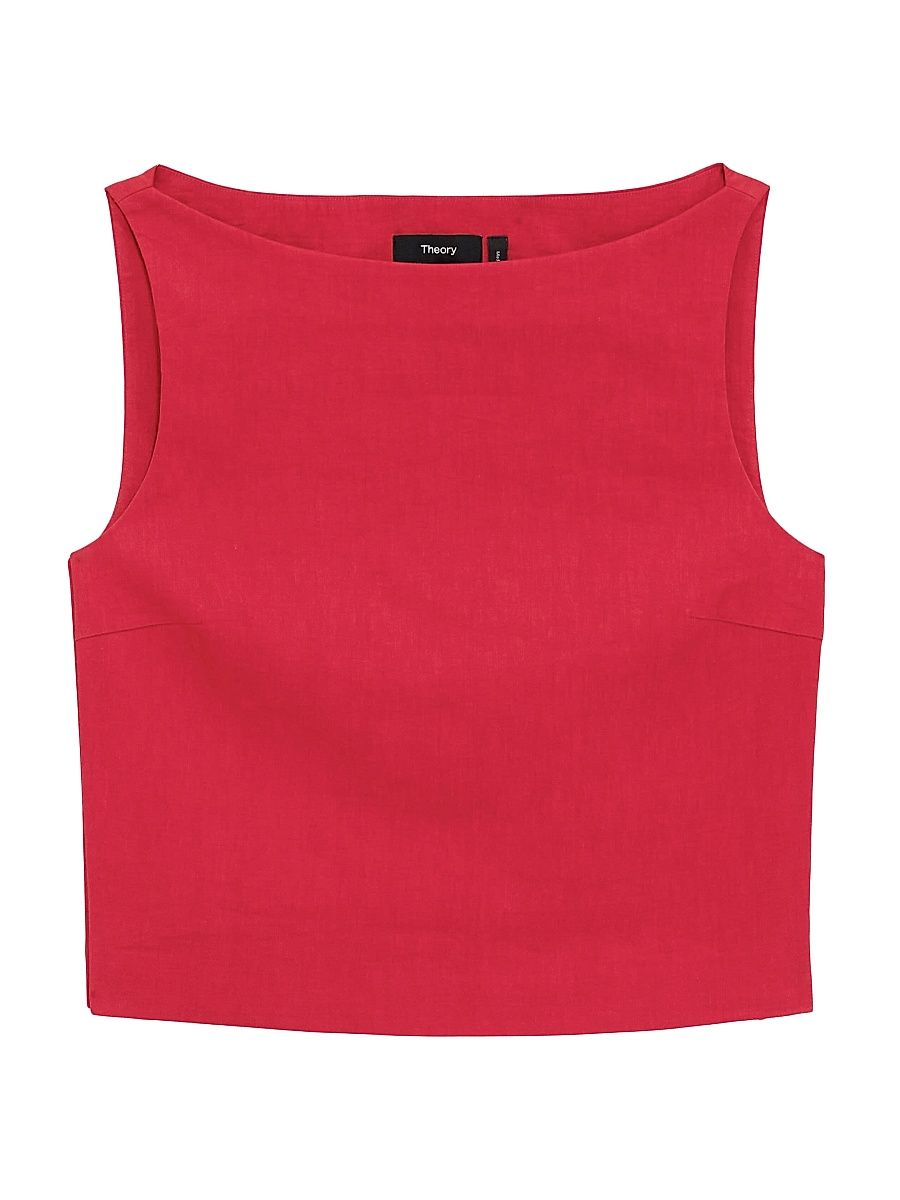 Women's Cropped Boatneck Top - Cherry - Size 16