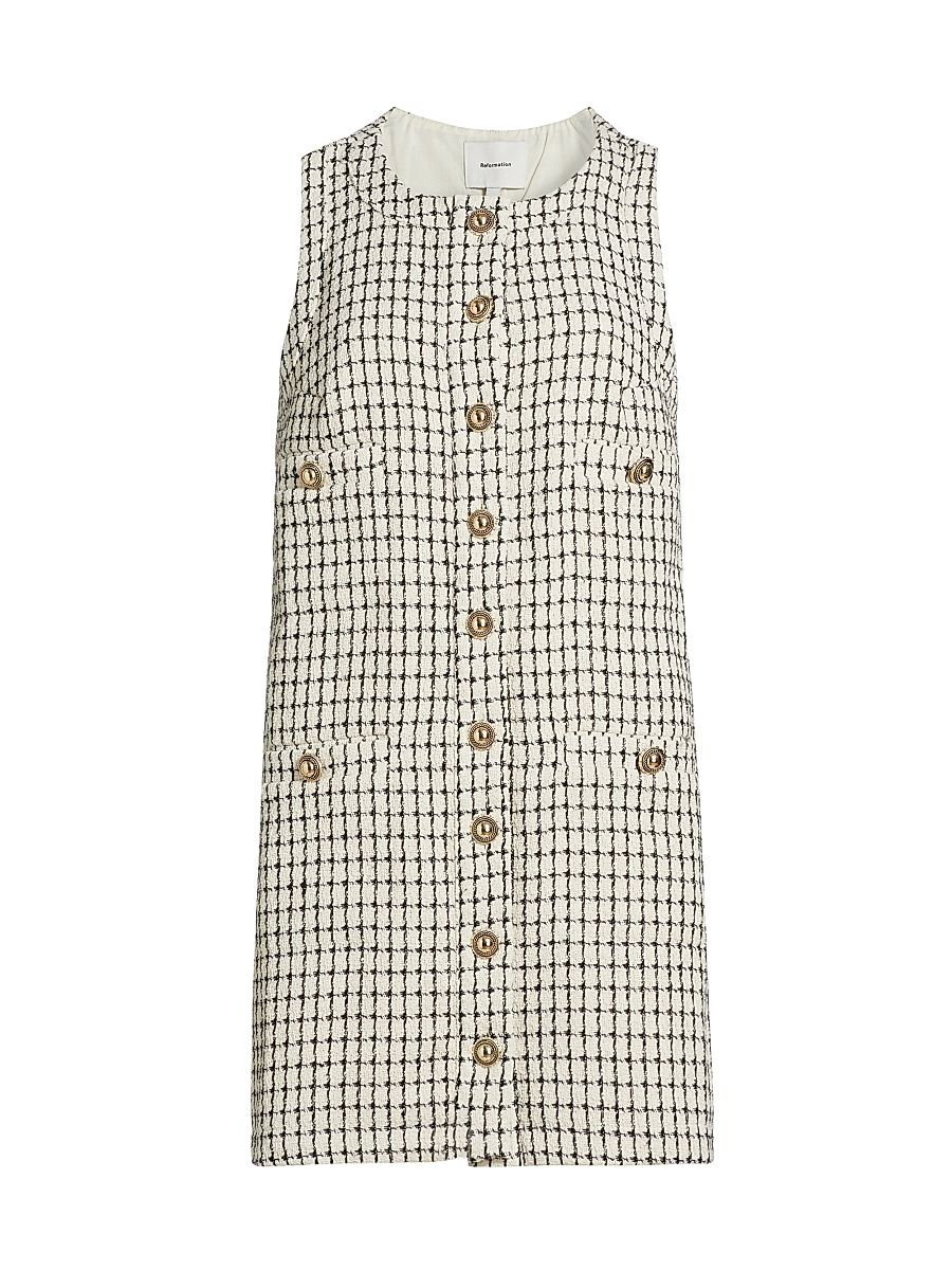 Women's Tropez Plaid Sleeveless Minidress - Cream Check - Size 12