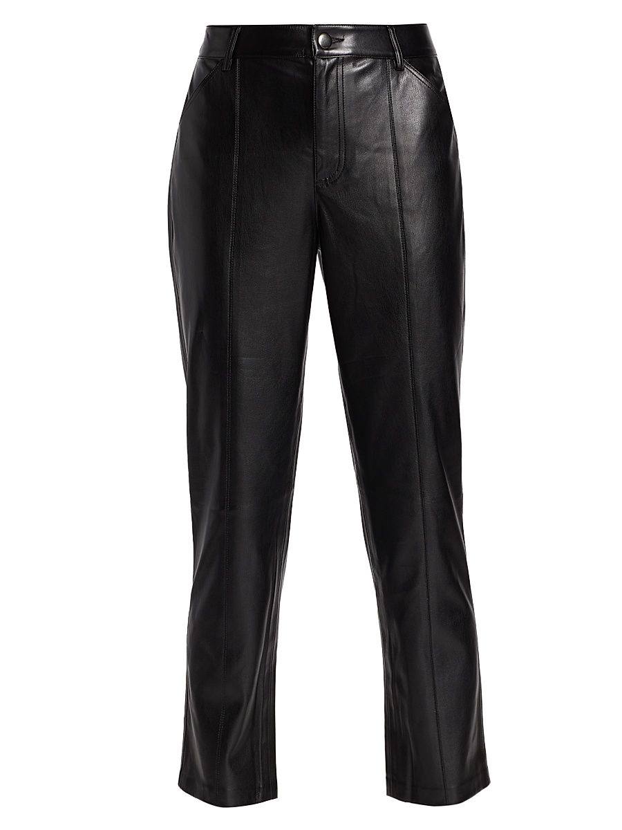 Women's Vegan Leather Cropped Pants - Noir - Size 10