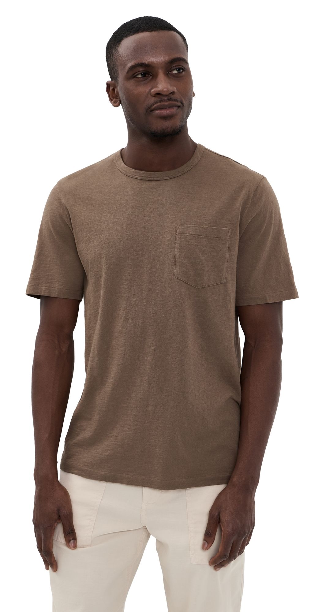 Faherty Sunwashed Pocket Tee Island Brown S