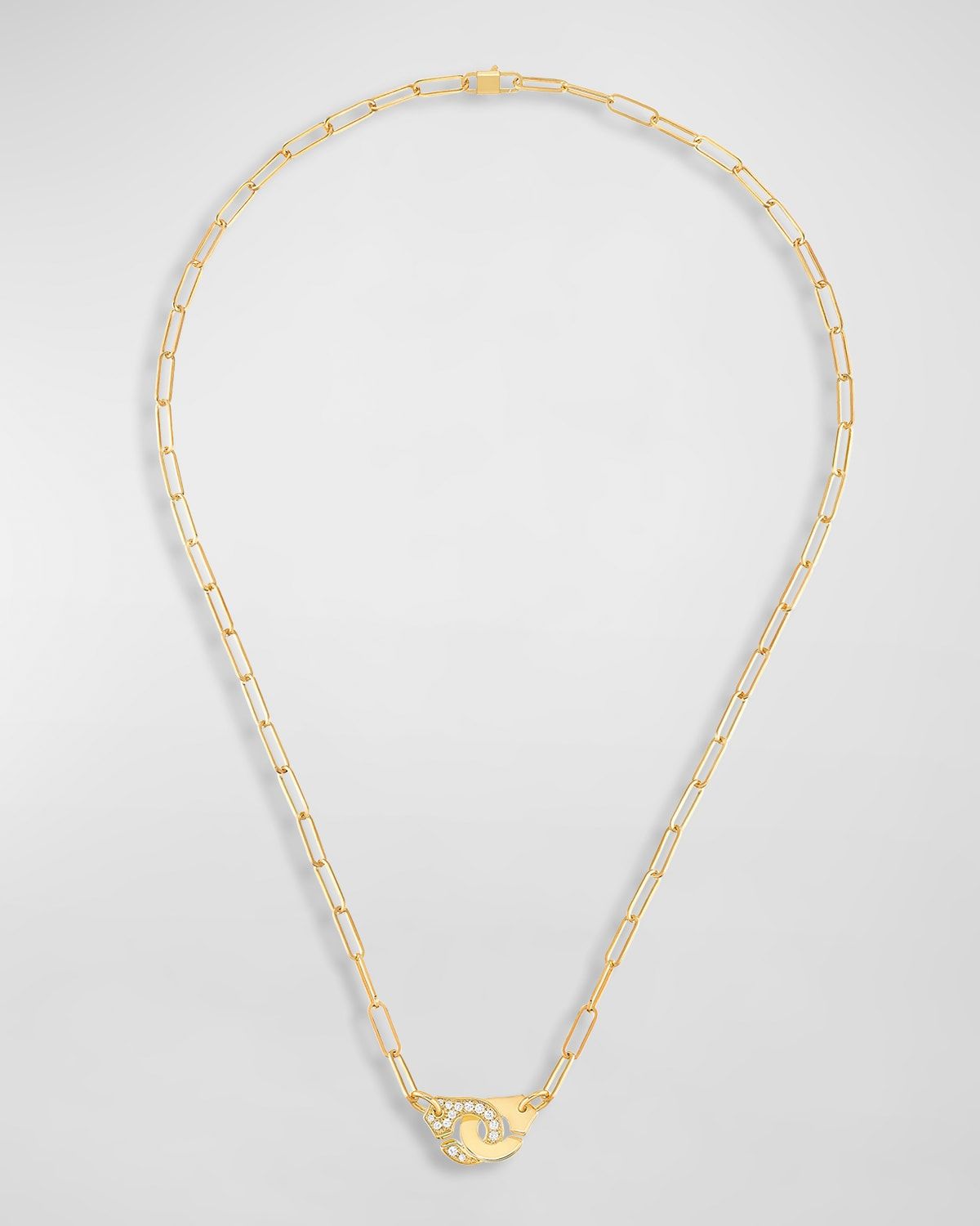 Yellow Gold Menottes R10 Medium Chain Necklace with 1 Side Diamond