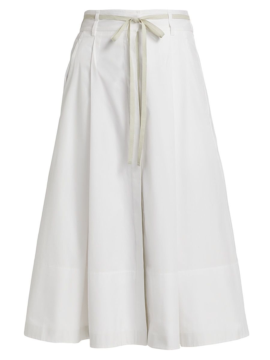 Women's Canvas-Taped Cotton Midi Skirt - Optic White - Size XS